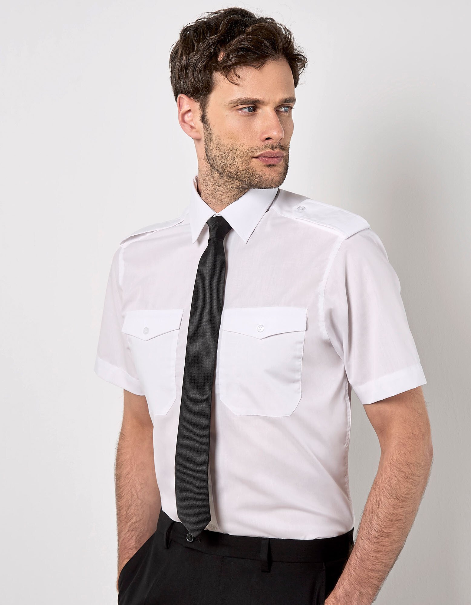 Men's Tailored Fit Pilot Shirt Short Sleeve