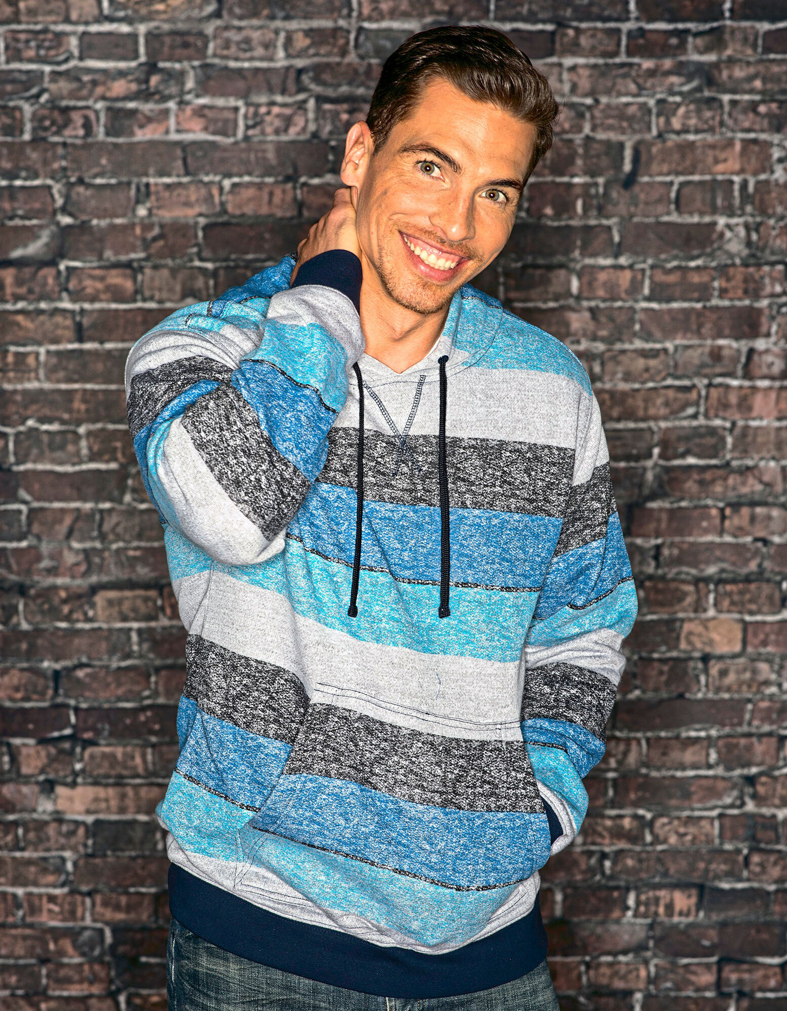 Printed Striped Marl Pullover