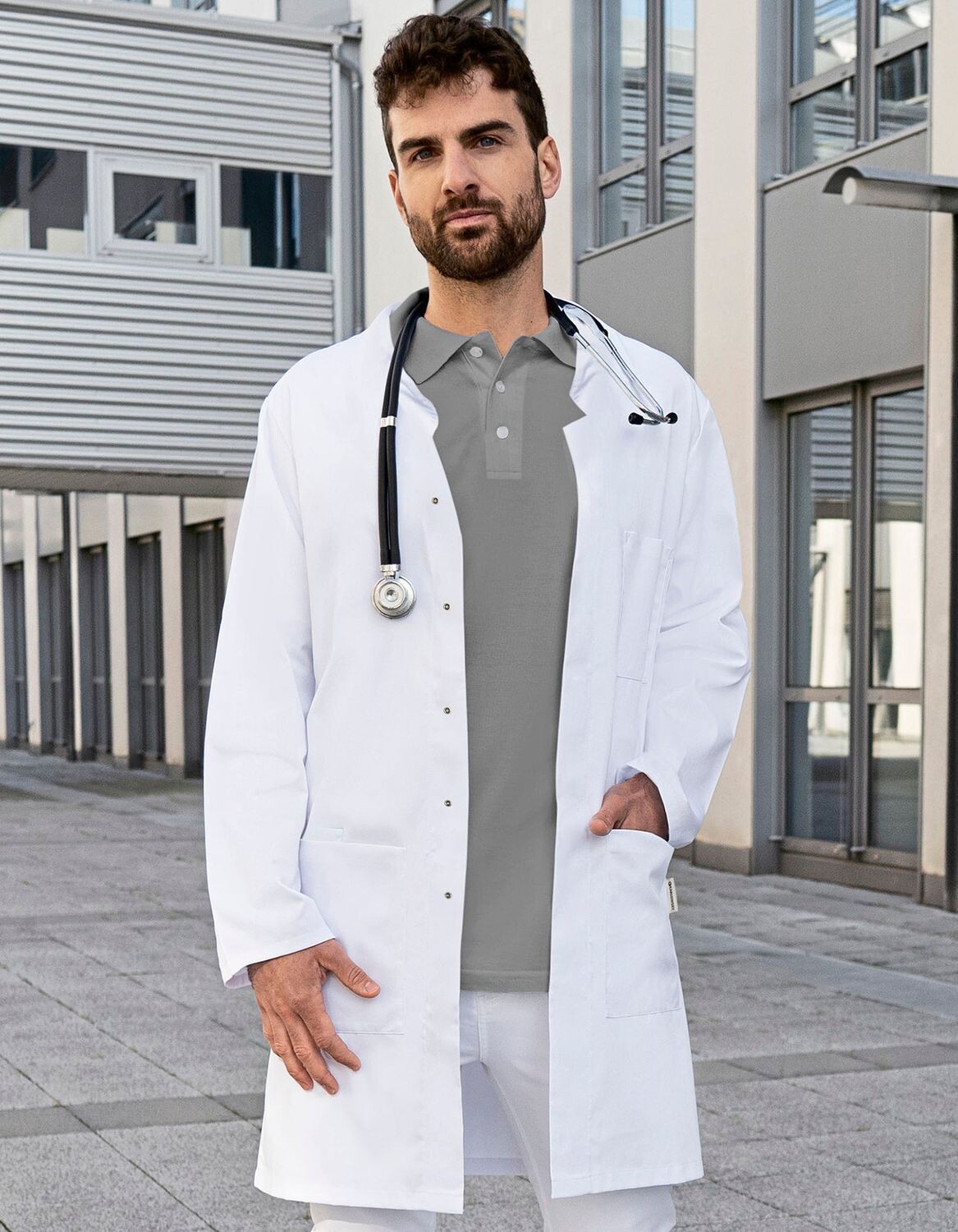 Men's smock modern shape stand-up collar