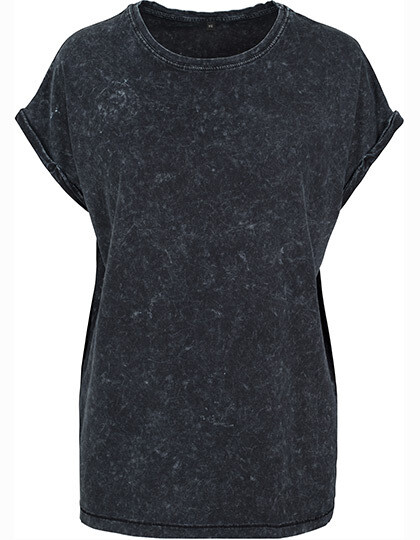 T-shirt da donna con spalla estesa e lavaggio acido