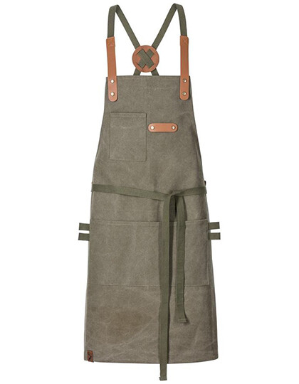 Canvas bib apron with decorative label