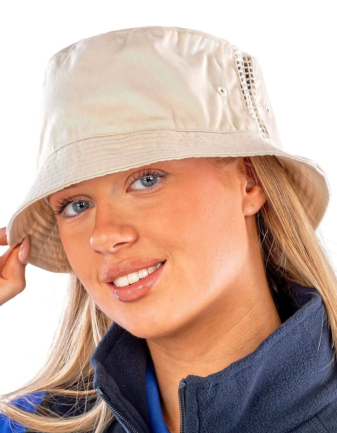 Deluxe Washed Cotton Bucket Hat With Side Mesh Panels