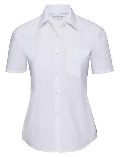 Camicia classica da donna a maniche corte in popeline di poliestere e cotone