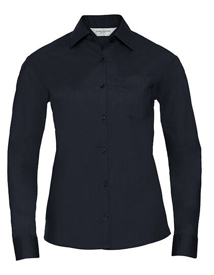 Chemise classique à manches longues en popeline de polycoton pour femme