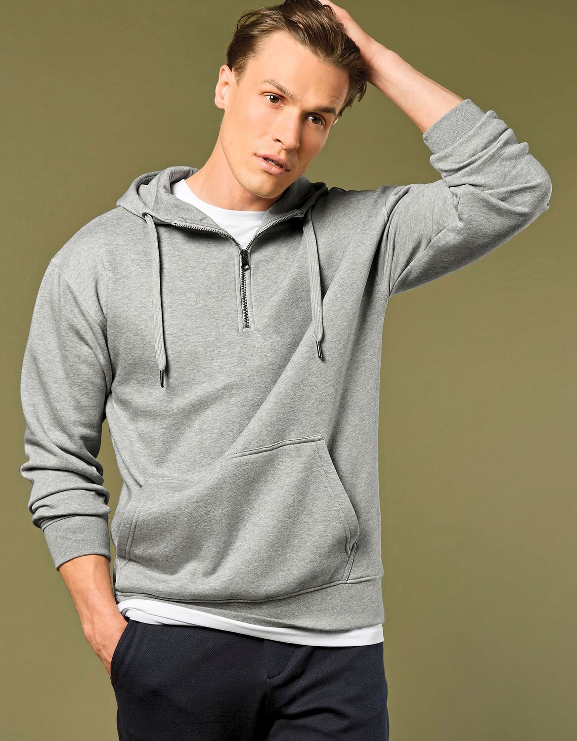 Felpa con cappuccio 1/4 di zip dalla vestibilità regolare