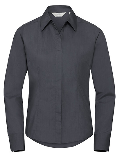 Women's Long-Sleeved Fitted Polycotton Poplin Shirt