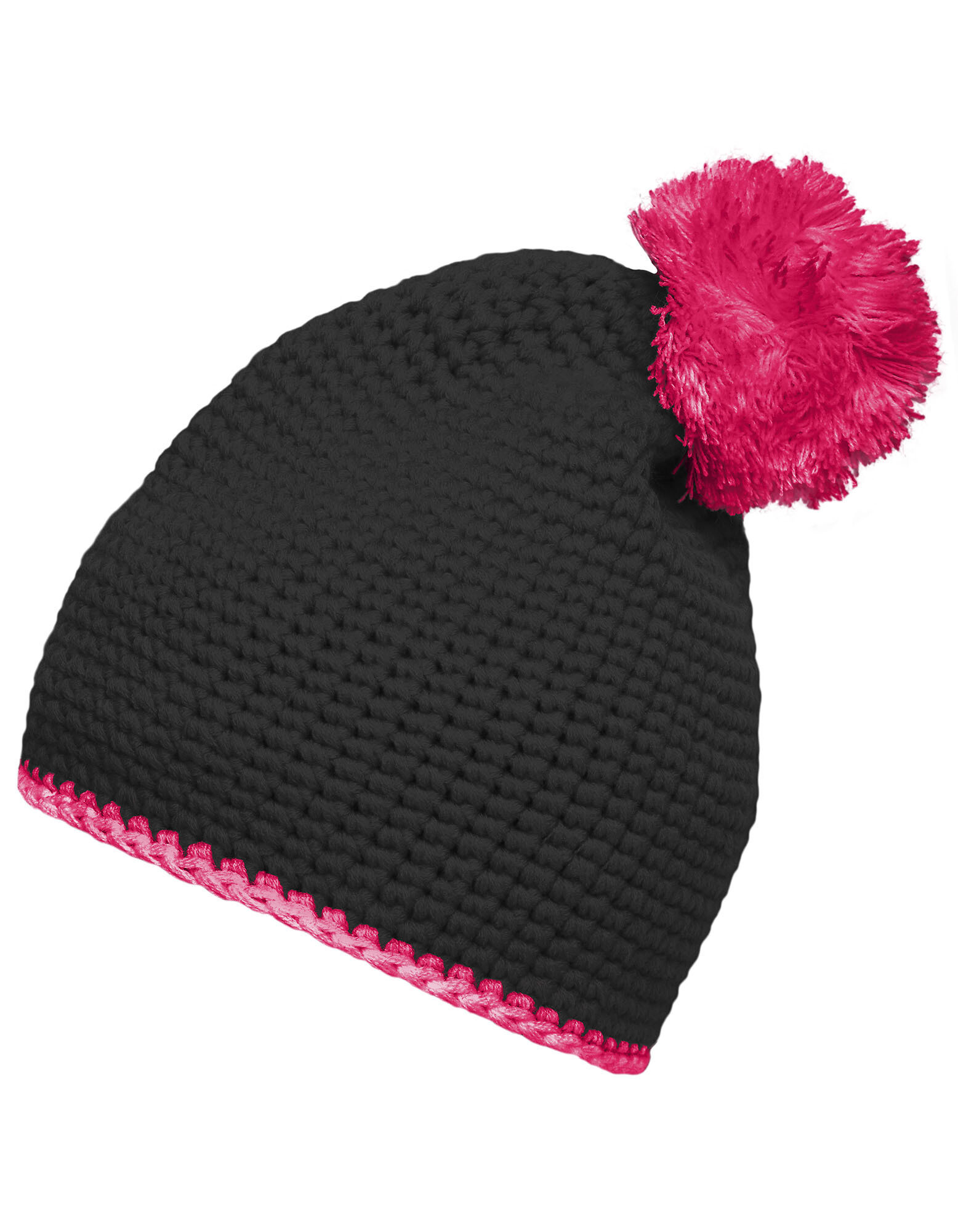 Pompom Hat With Contrast Stripe