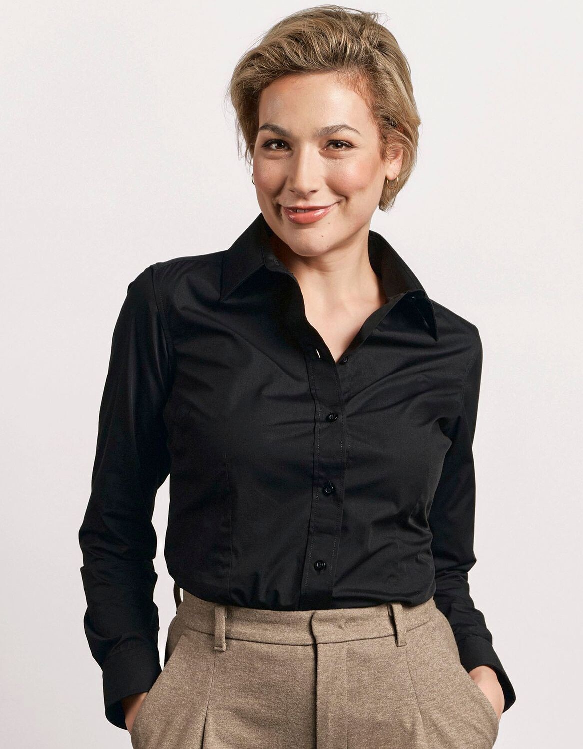 Camicia da donna in popeline a maniche lunghe