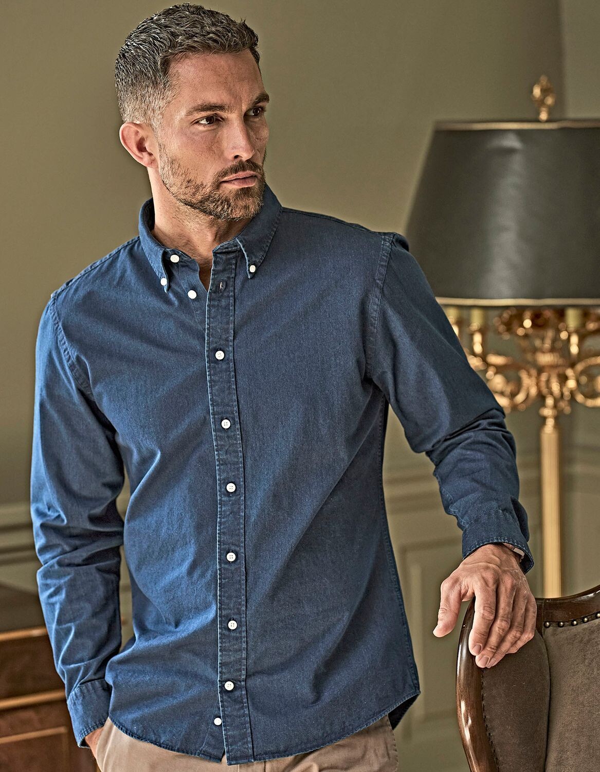 Camicia casual da uomo in twill