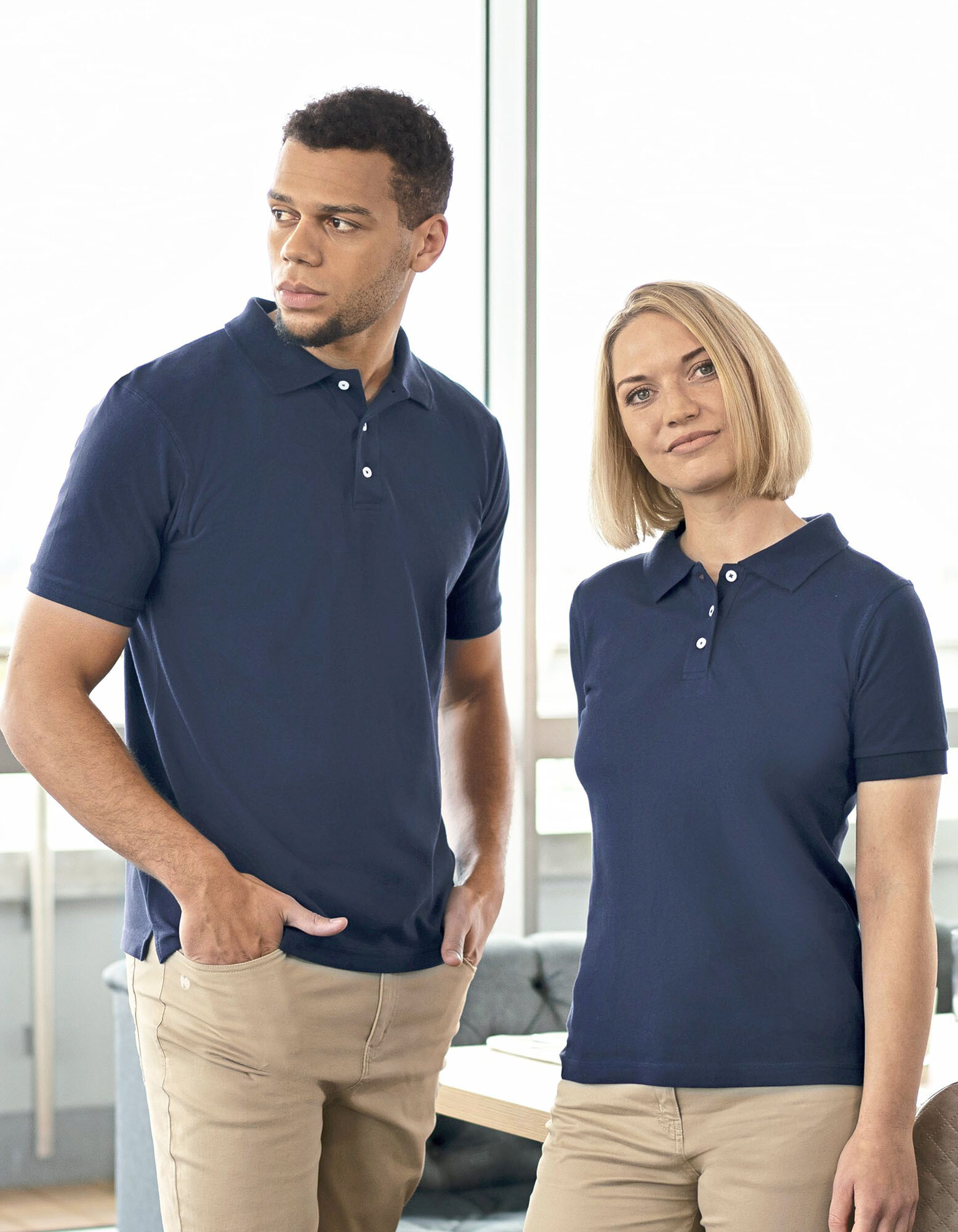 Men's workwear polo shirt modern flair