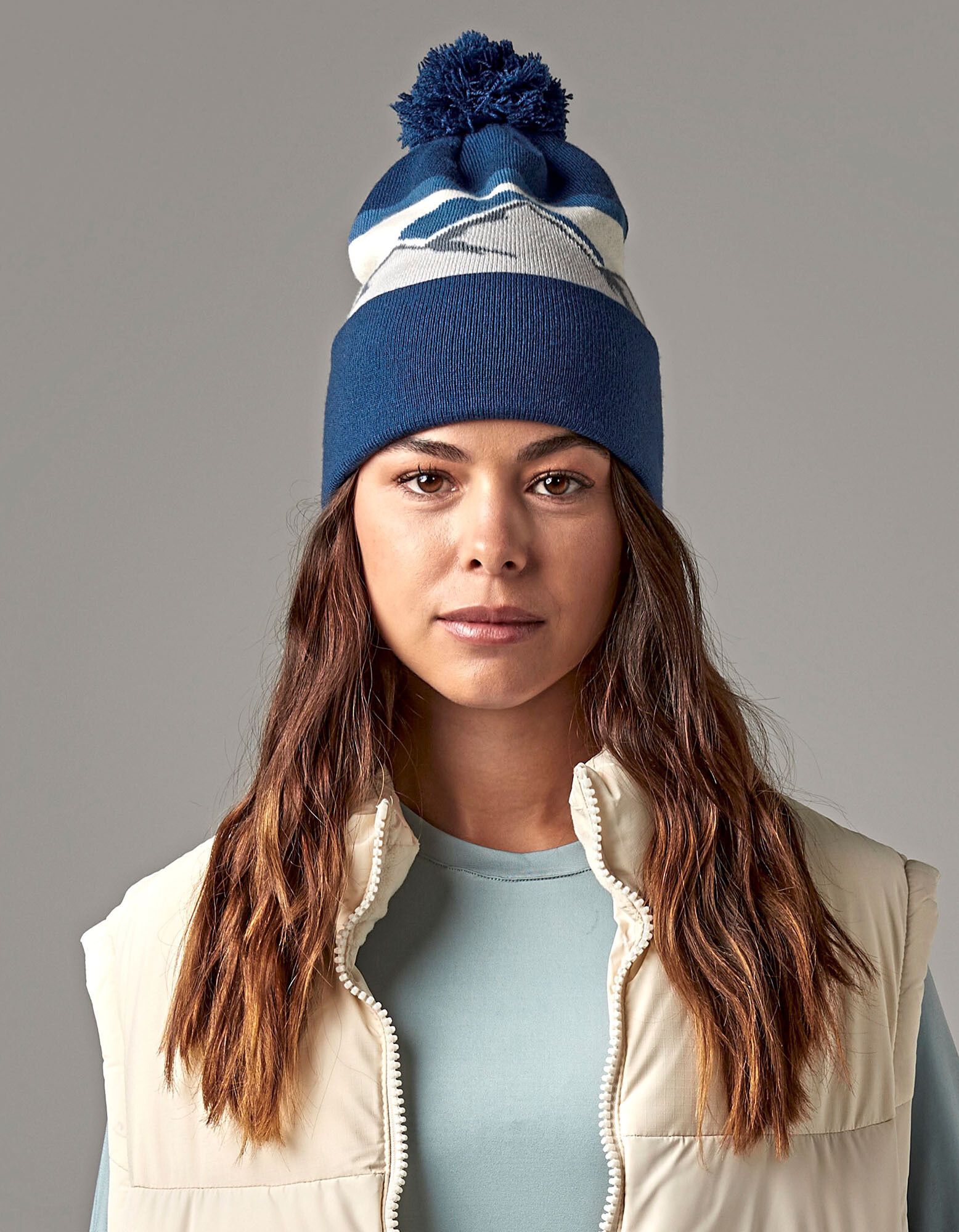 Mountain Peaks Pom Pom Beanie