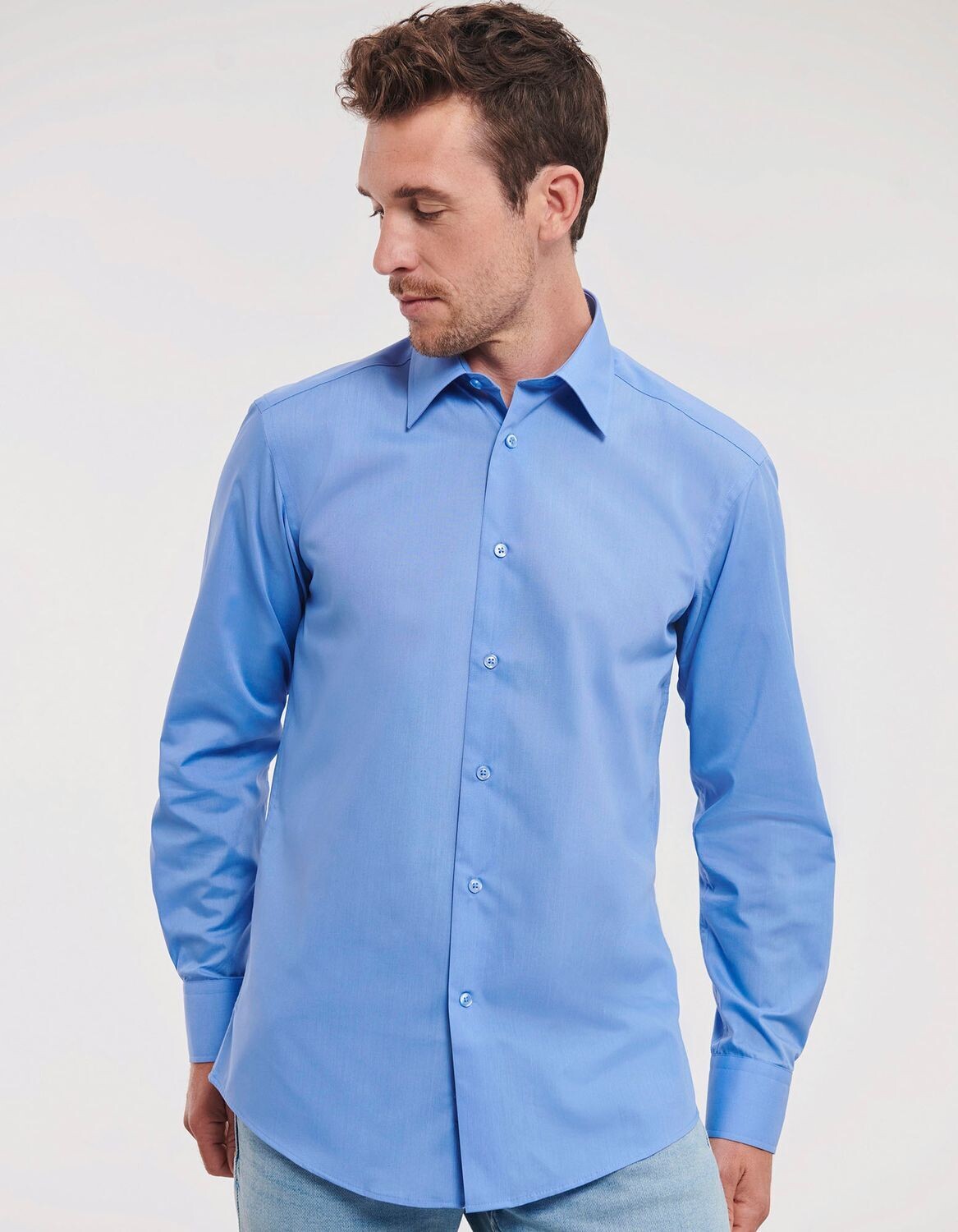 Camicia sartoriale a maniche lunghe da uomo in popeline di policotone
