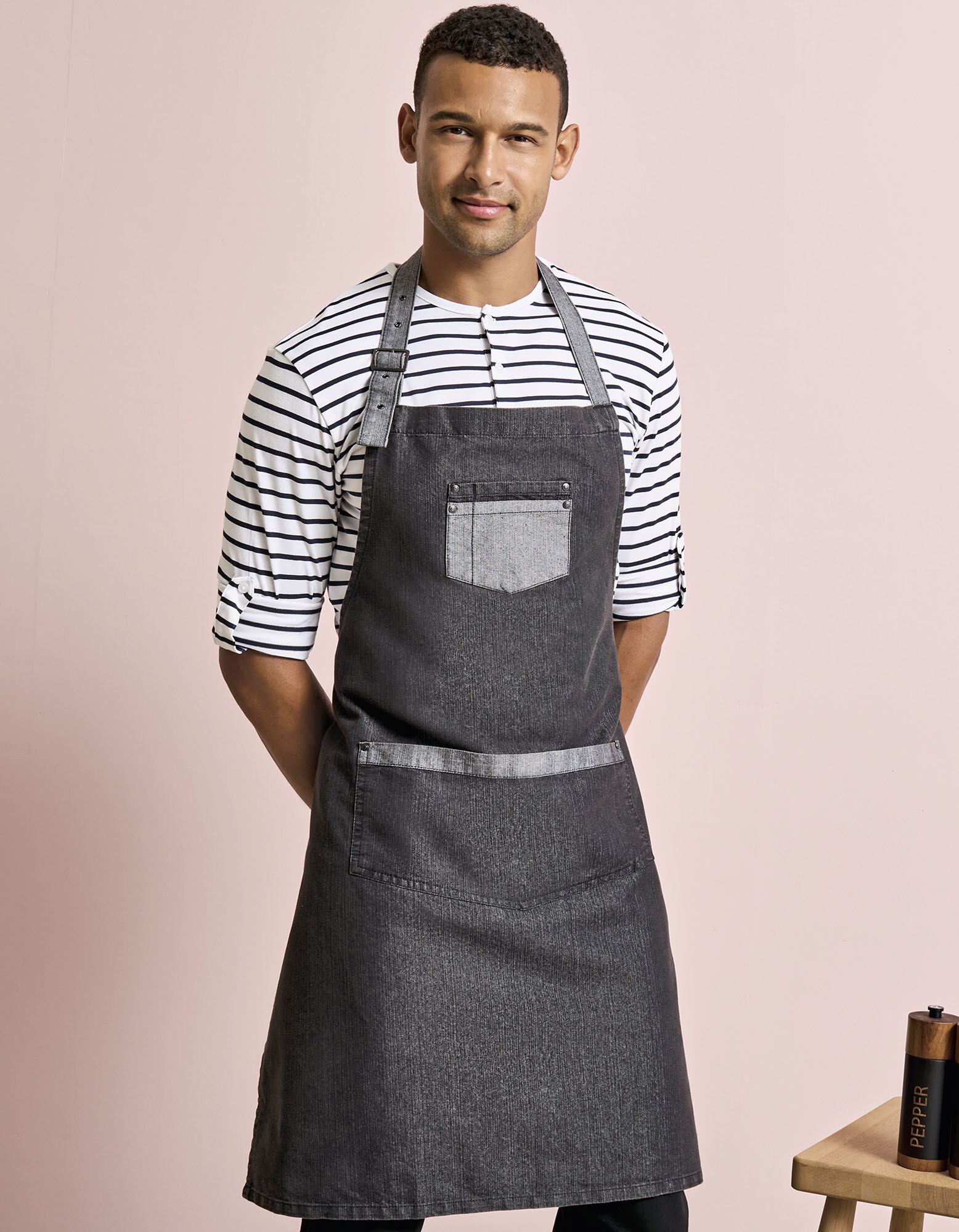 Domain Contrast Denim Bib Apron