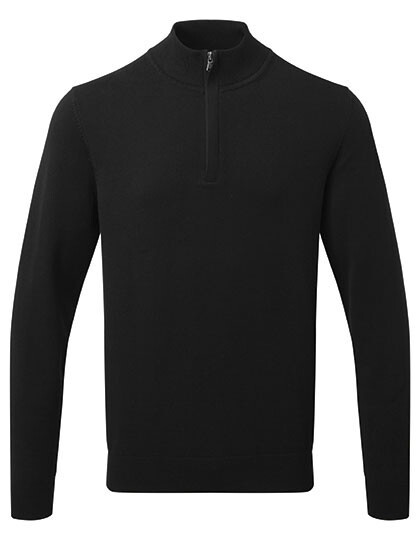 Maglione da uomo in misto cotone con 1/4 di zip
