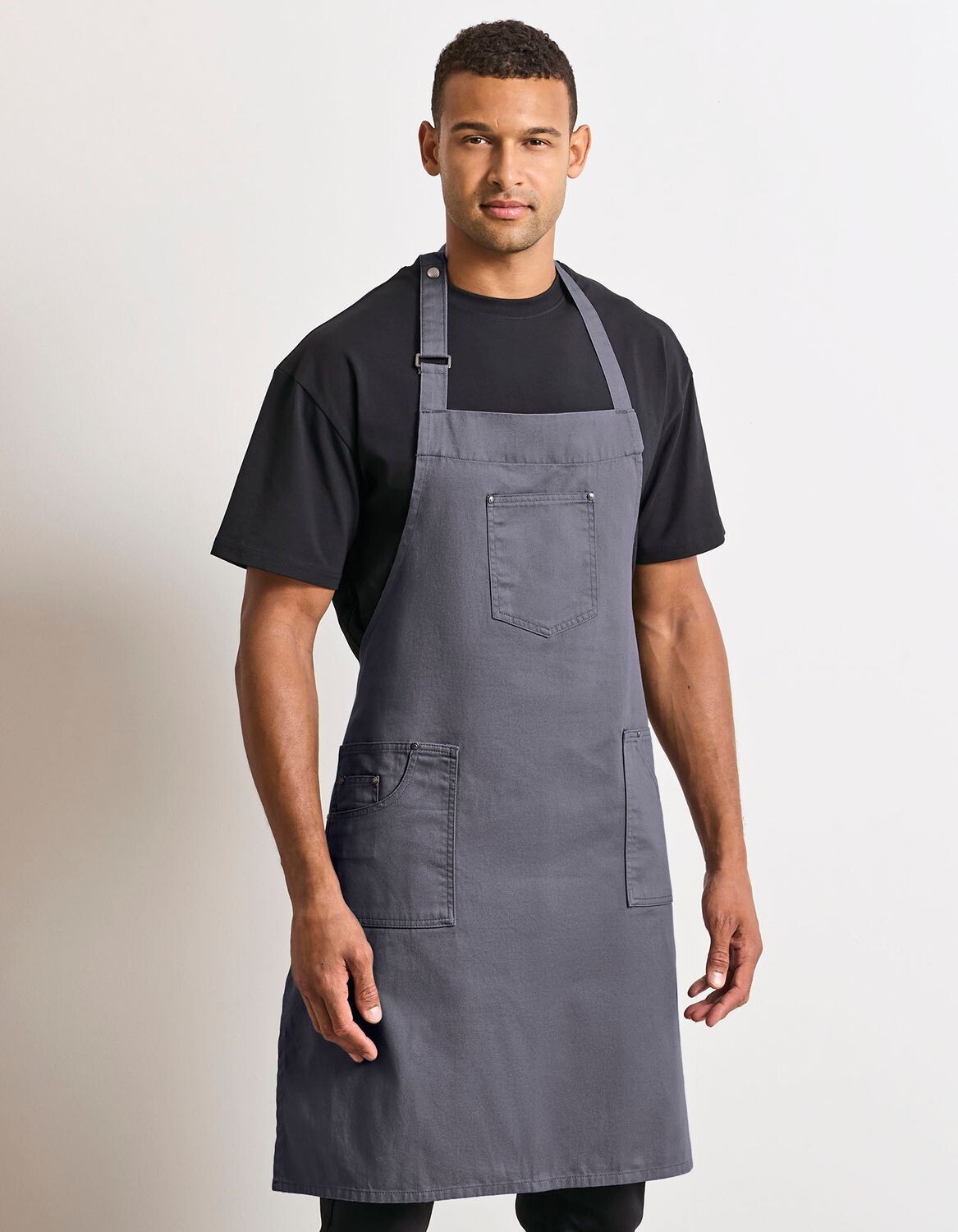 Grembiule pettorina in cotone chino