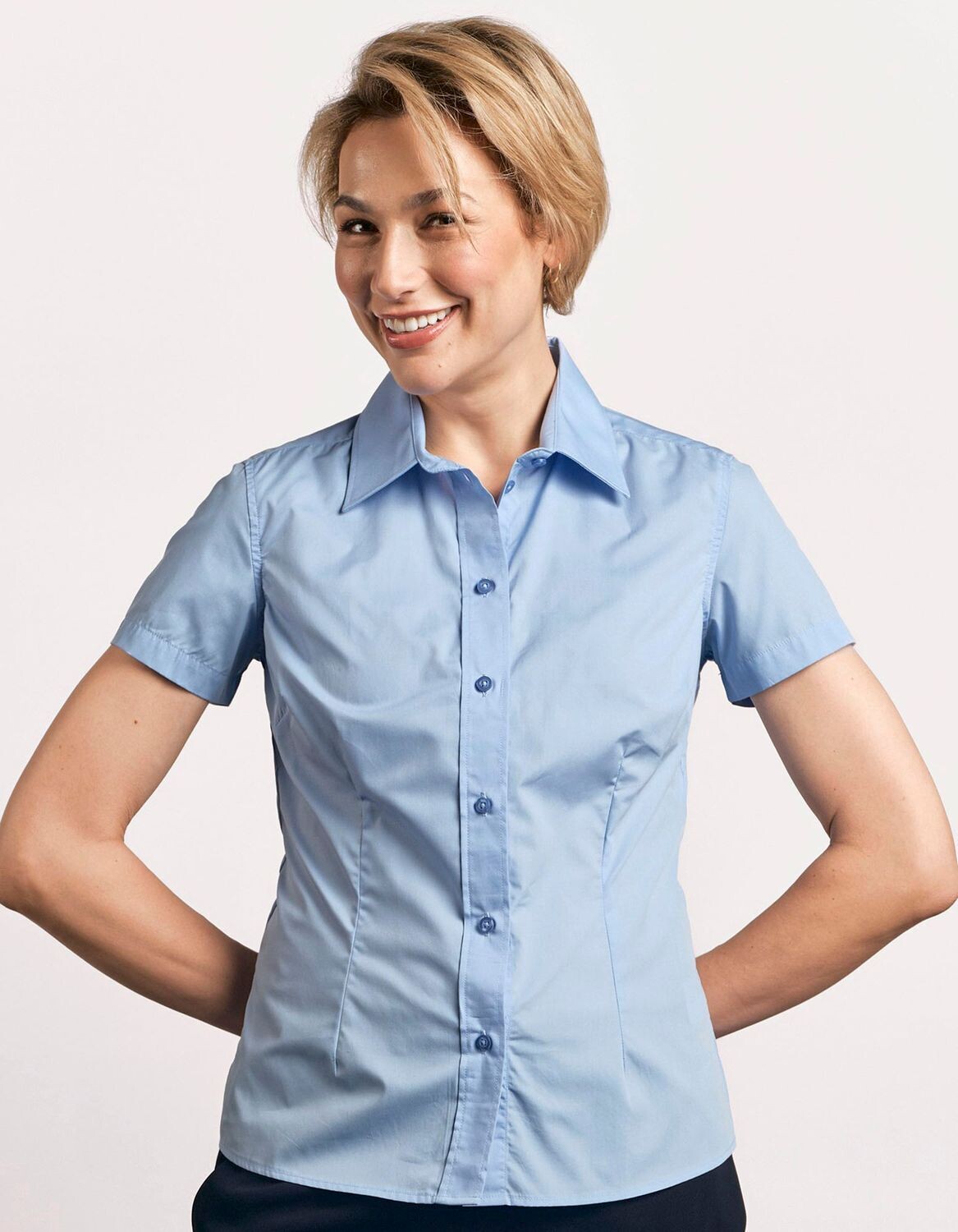 Camicia donna in popeline a maniche corte