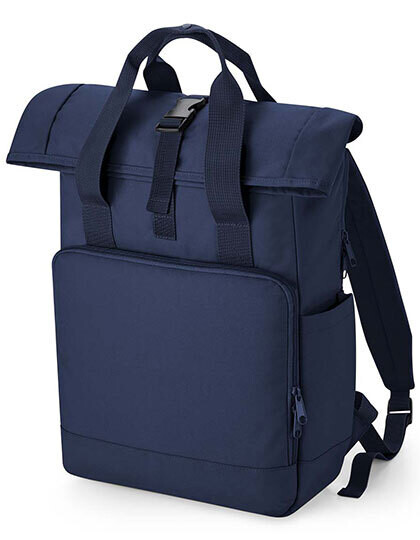Sac à dos pour ordinateur portable à double poignée et fermeture à enroulement, fabriqué à partir de matériaux recyclés