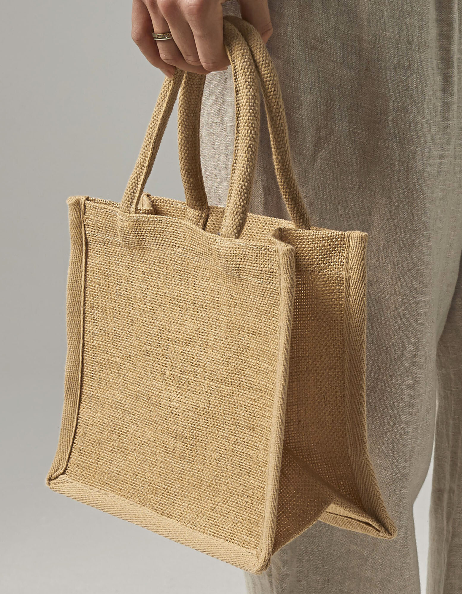 Natural Starched Jute Mini Gift Bag