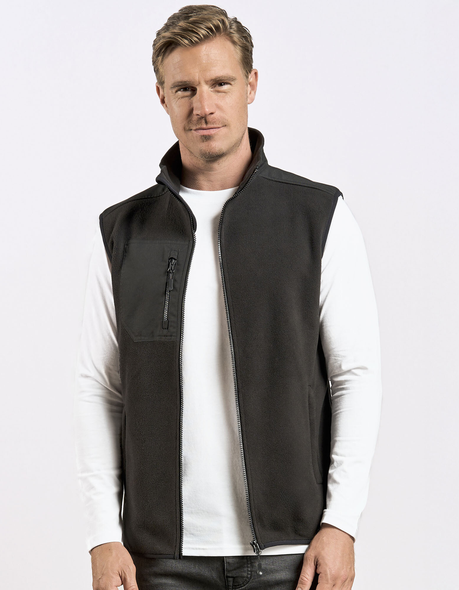 Gilet in tela e pile da uomo