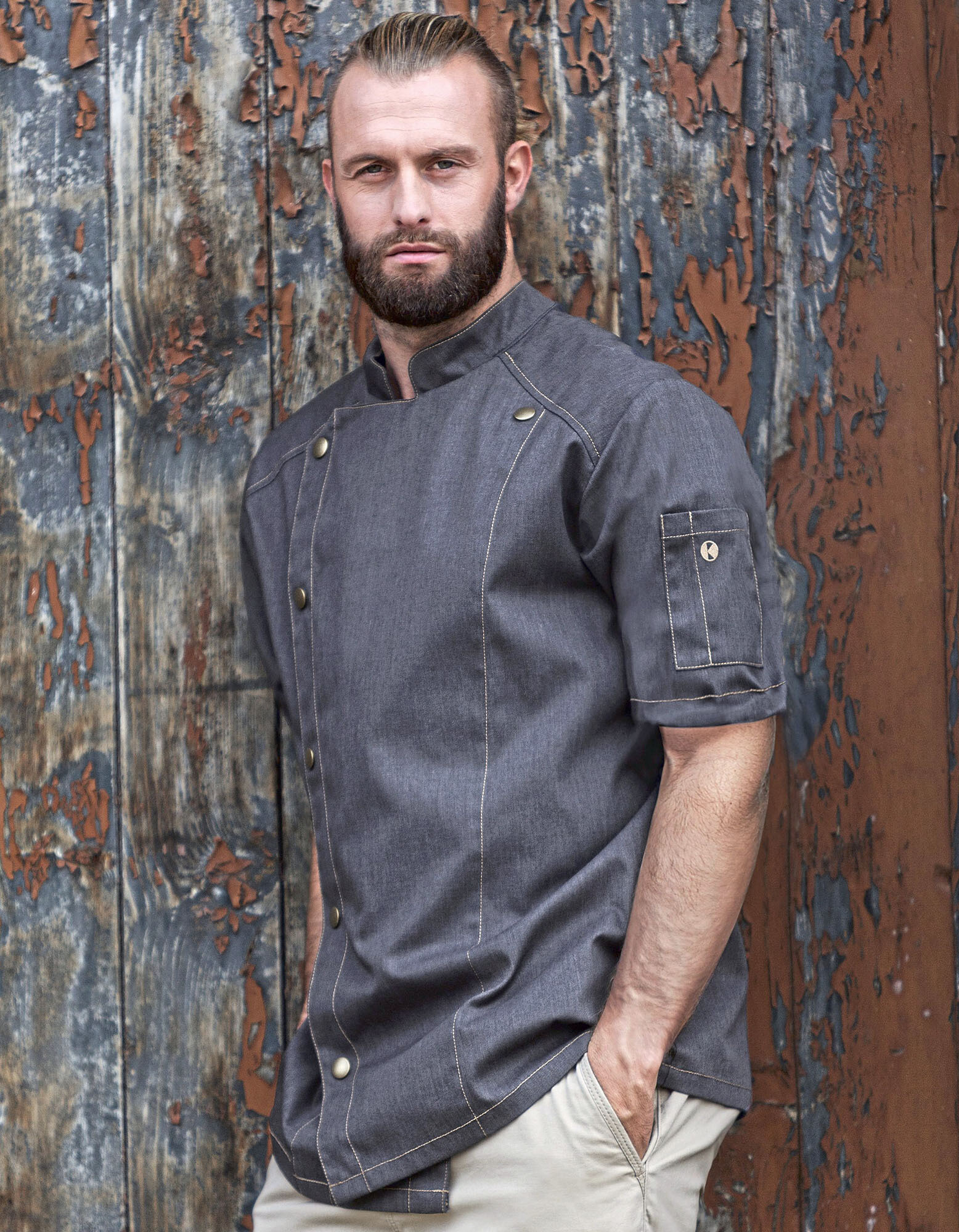 Giacca da cuoco a maniche corte stile jeans