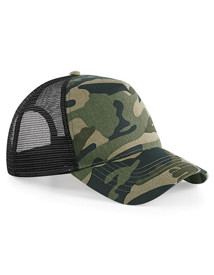 Cappellino da camionista con visiera a scatto mimetico