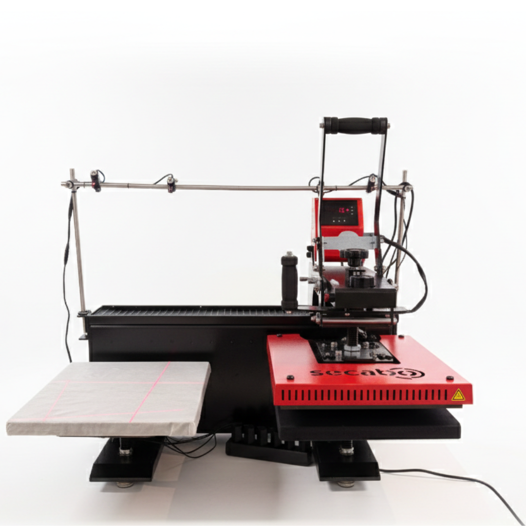 Secabo TD7 LITE x Laser - modular double plate press for textile finishing